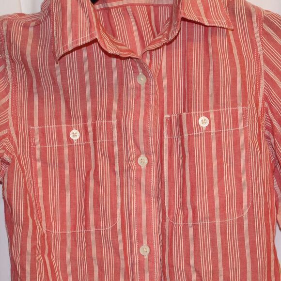 Lauren Ralph Lauren Blouse Size PXS Red white stripe, pearl buttons - Picture 12 of 13